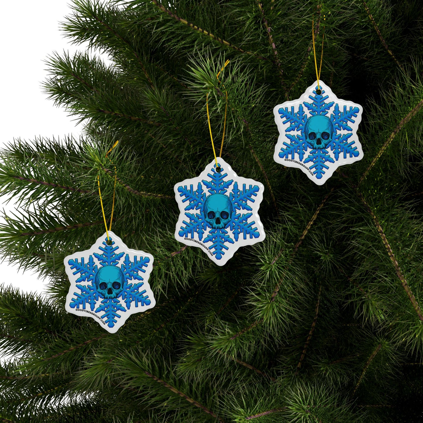 Blue Skull Snowflake Christmas Ornament 1pc, 3pcs, 5pcs, or 10pcs