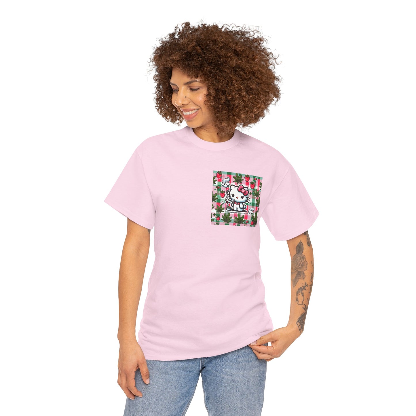 Strawberry Kitty Unisex Heavy Cotton Tee