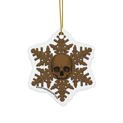 Brown Skull Snowflake Christmas Ornament 1pc, 3pcs, 5pcs, or 10pcs