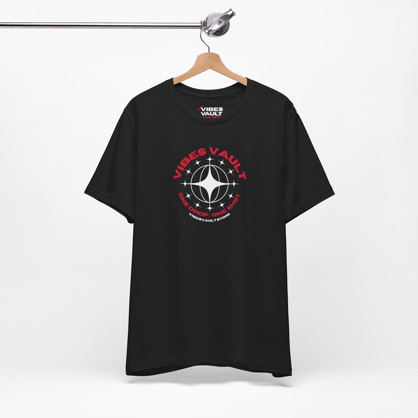 Vibes Vault Logo Unisex Graphic T-Shirt with Globe Stars