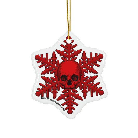 Dark Red Skull Snowflake Christmas Ornament 1pc, 3pcs, 5pcs, or 10pcs