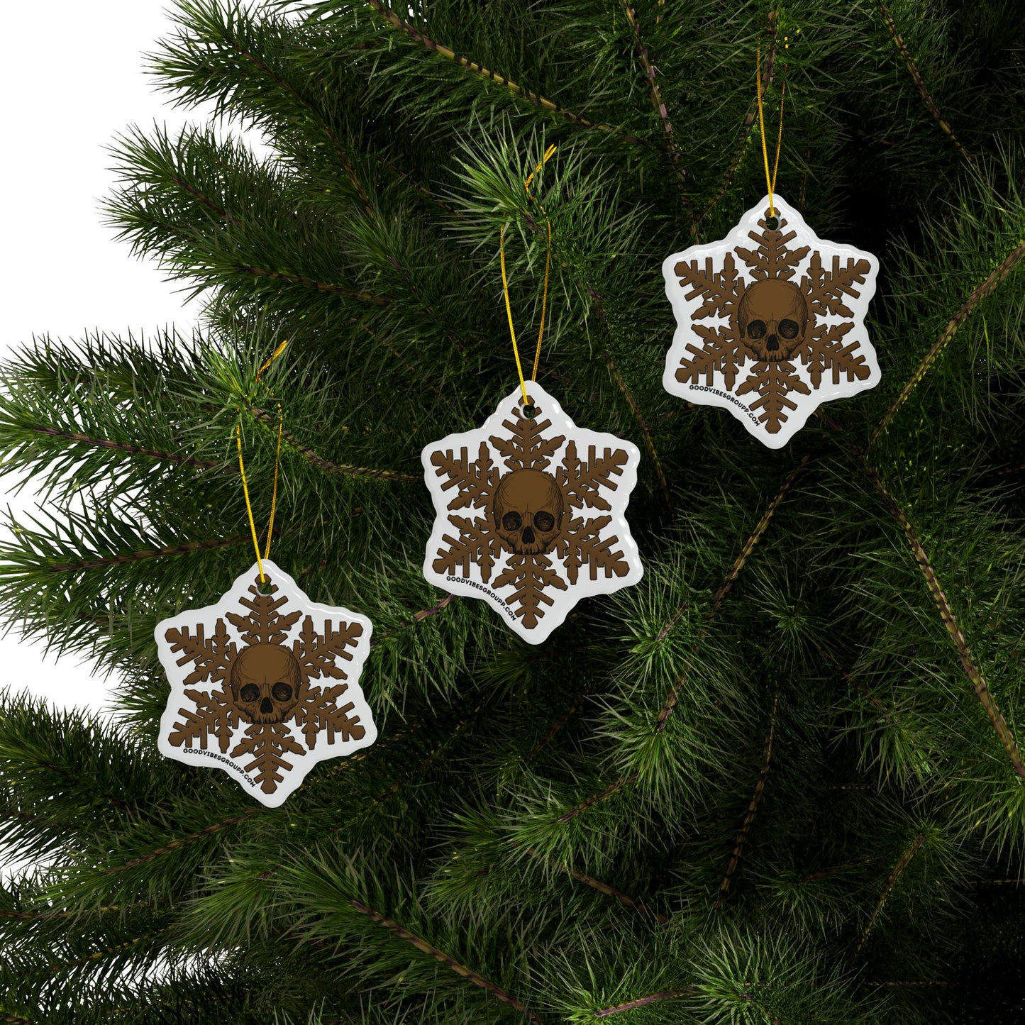 Brown Skull Snowflake Christmas Ornament 1pc, 3pcs, 5pcs, or 10pcs