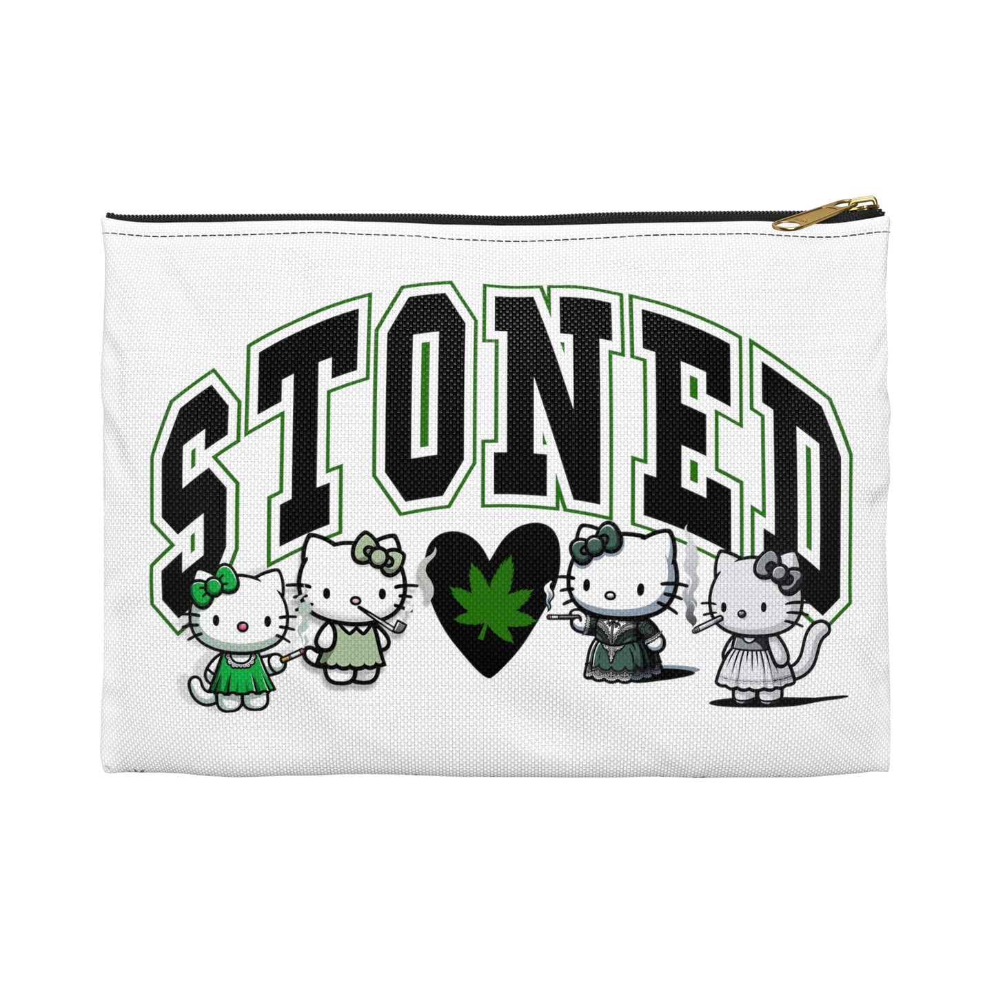 Stoned Kitty Zip Bag White