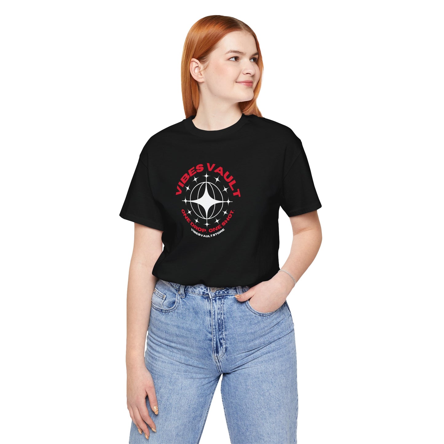 Vibes Vault Logo Unisex Graphic T-Shirt with Globe Stars