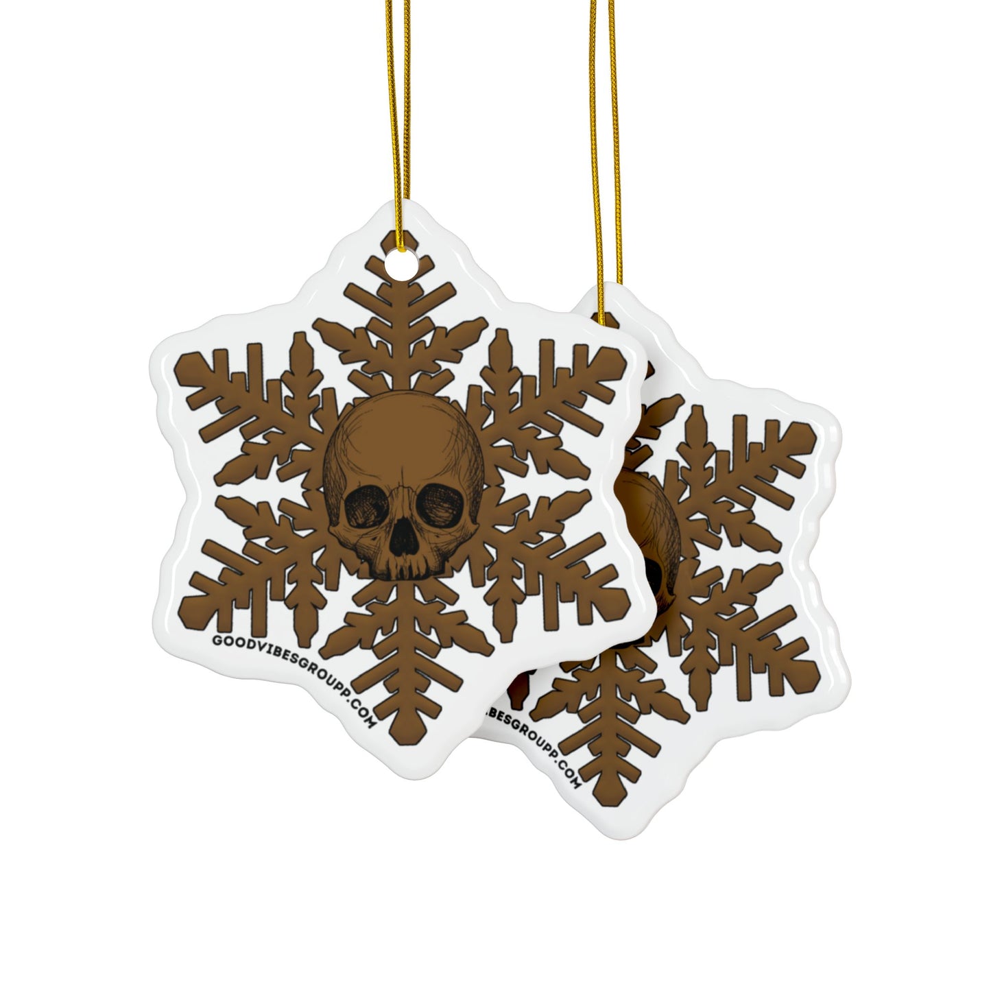 Brown Skull Snowflake Christmas Ornament 1pc, 3pcs, 5pcs, or 10pcs