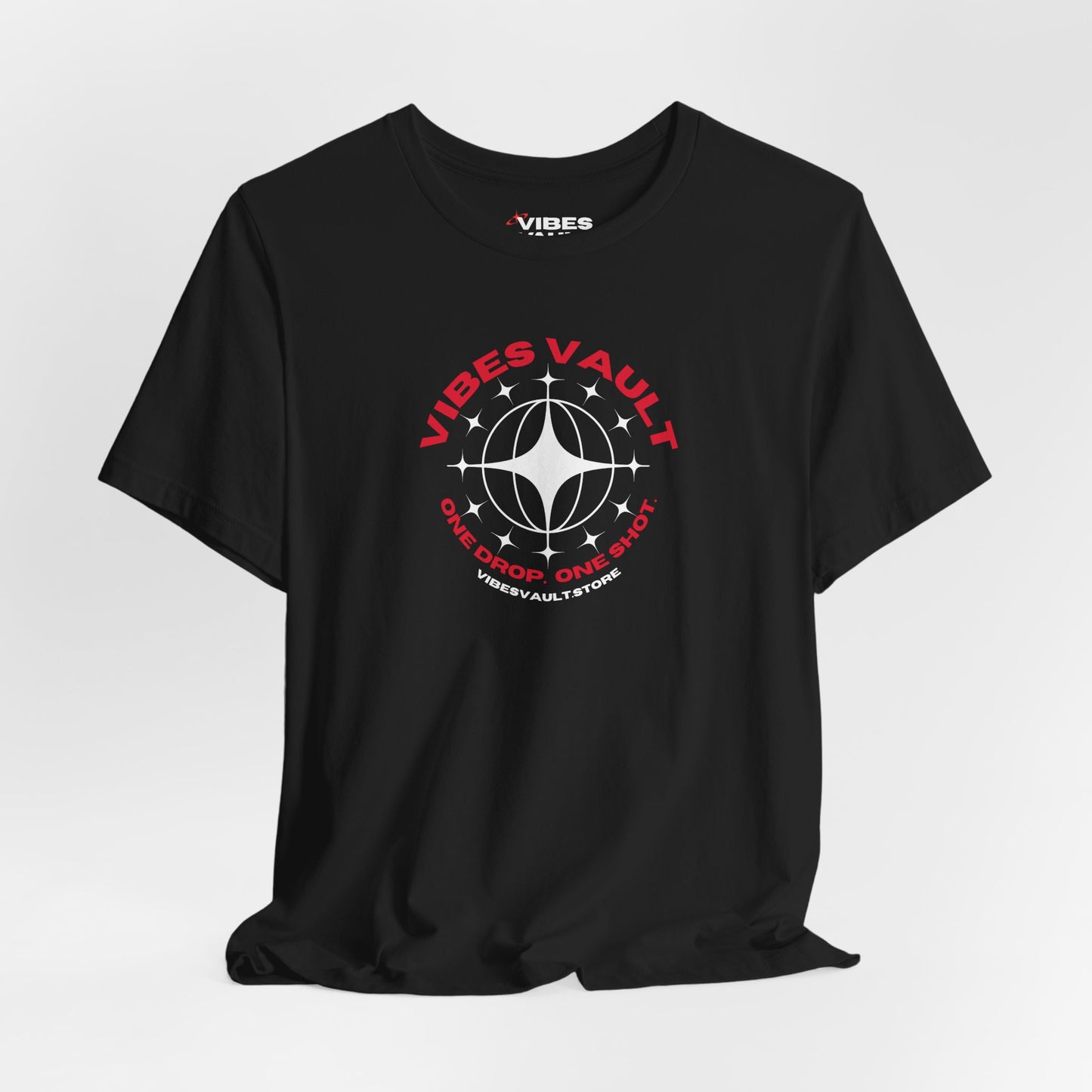 Vibes Vault Logo Unisex Graphic T-Shirt with Globe Stars