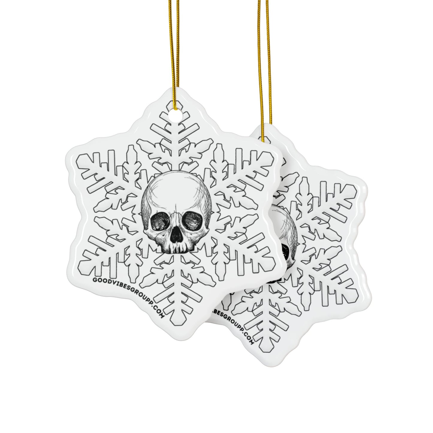 Minimal White Skull Snowflake Christmas Ornament 1pc, 3pcs, 5pcs, or 10pcs