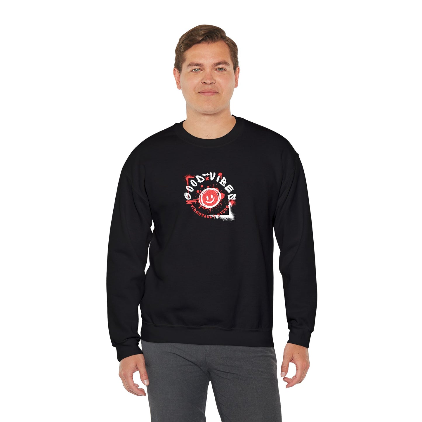 Smile Good Vibes Sweatshirt Unisex Heavy Crewneck