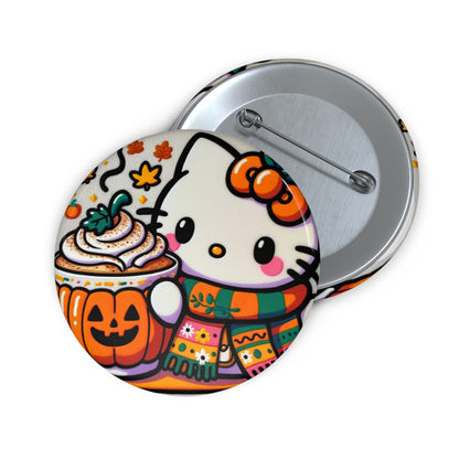 Fall Kitty Pumpkin Spice Latte Pin Buttons