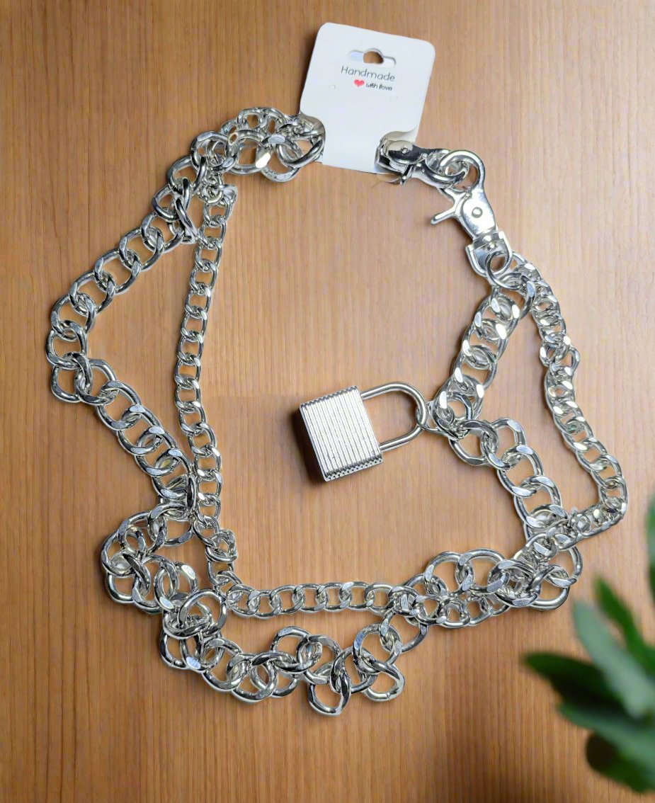 🔗 Heavy Lock Silver Metal Chains