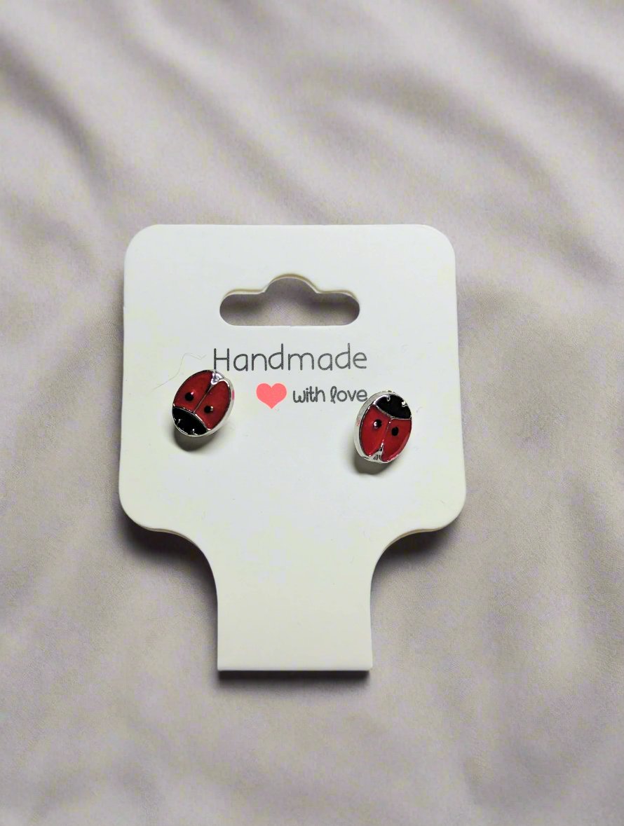 🐞 Red Ladybug Stud Earrings