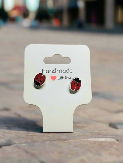 🐞 Red Ladybug Stud Earrings