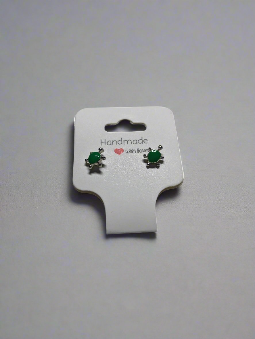 🐢 Cute Green Turtle Stud Earrings