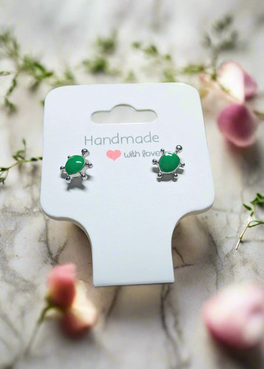 🐢 Cute Green Turtle Stud Earrings