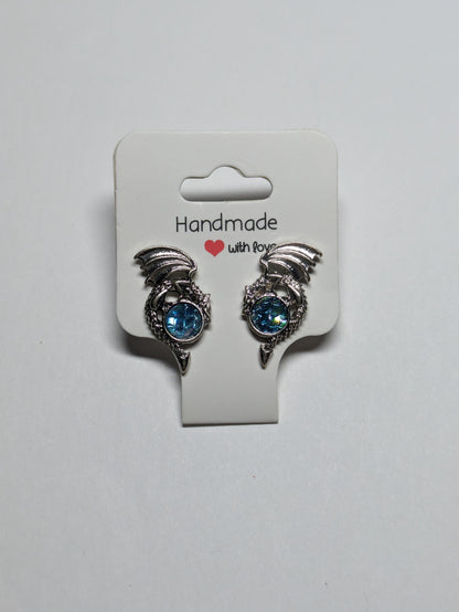 Dragon Baby Blue Gem Stud Earrings 💎