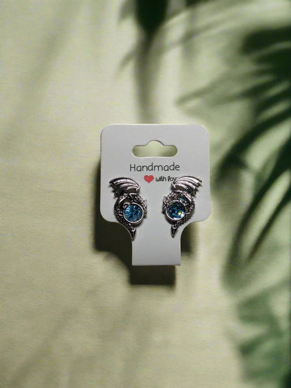 Dragon Baby Blue Gem Stud Earrings 💎