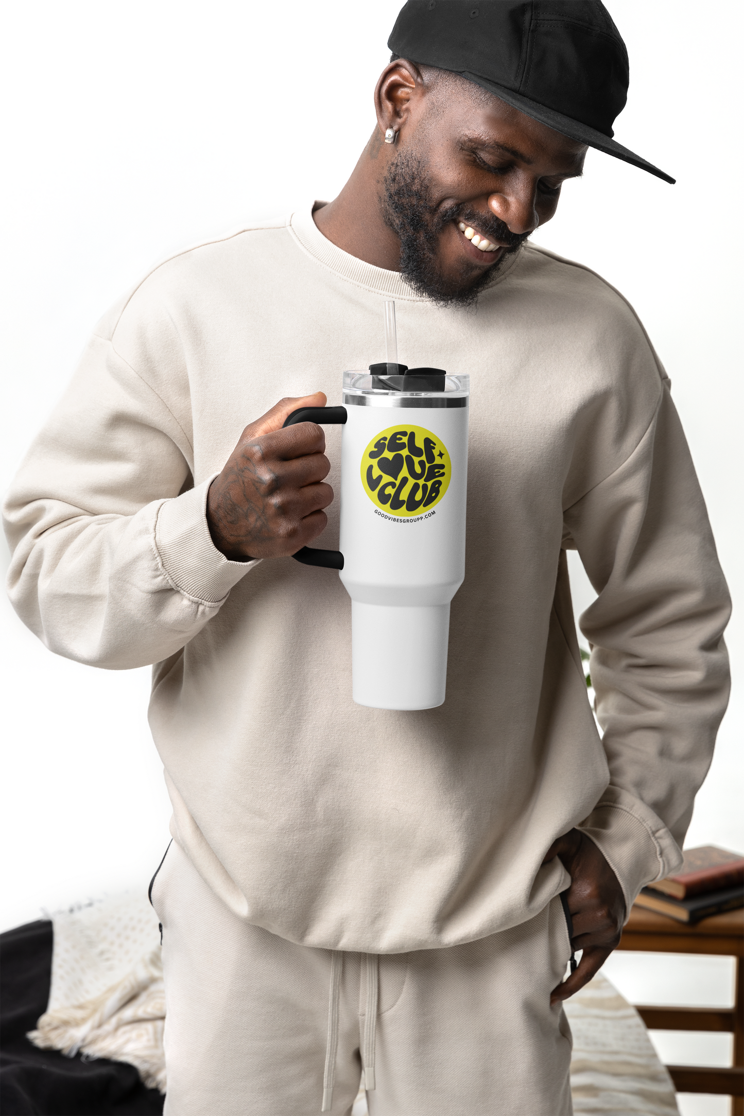 Self Love Club Stainless Steel Travel Mug, 40oz with Handle