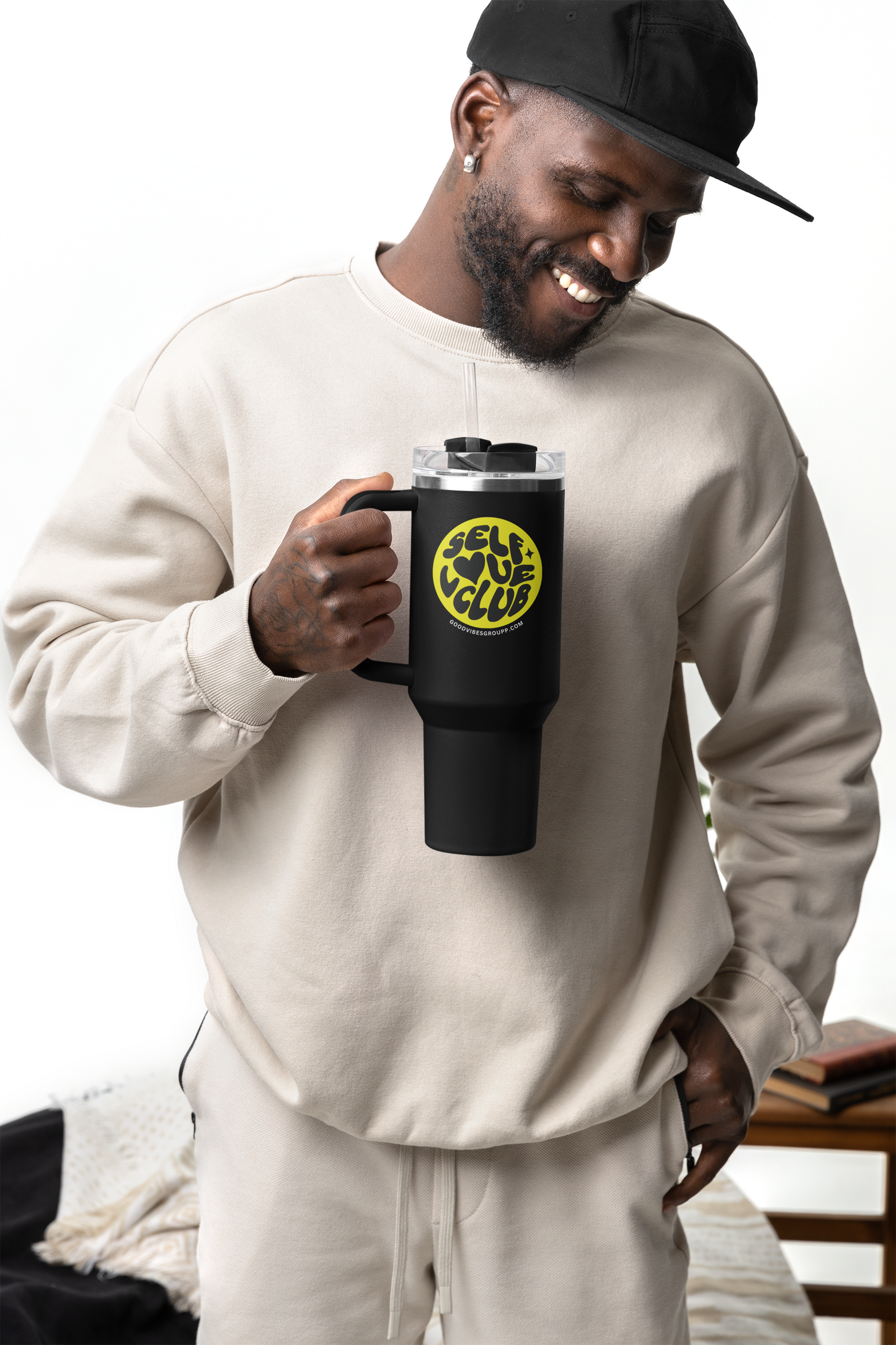 Self Love Club Stainless Steel Travel Mug, 40oz with Handle